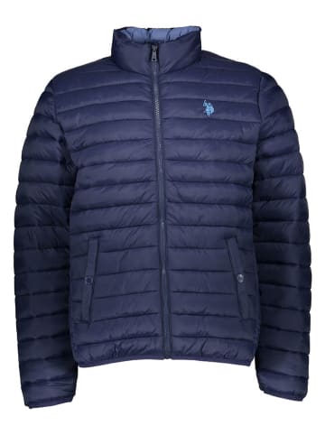 Doorgestikte jas donkerblauw