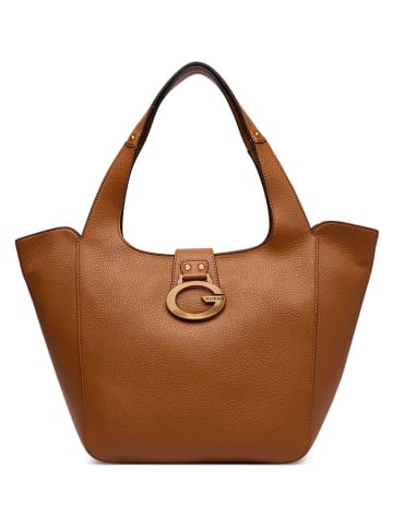 Shopper bag w kolorze jasnobrązowym - 41 x 30 x 12 cm