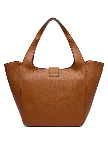 Shopper bag w kolorze jasnobrązowym - 41 x 30 x 12 cm