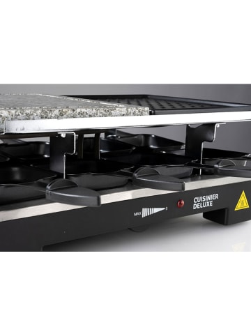 Raclettegrill mit Steingrill in Silber/ Schwarz