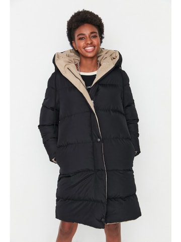 Wende-Wintermantel in Schwarz/ Beige