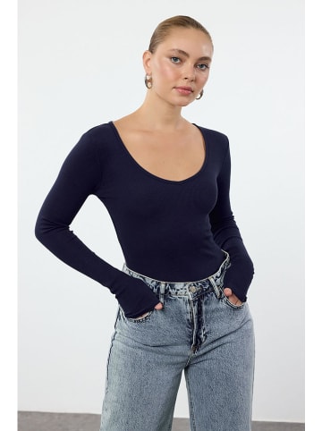 2er-Set: Longsleeves in Creme/ Dunkelblau