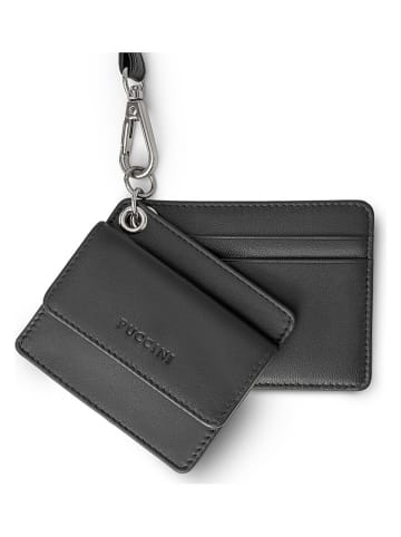 Skórzane etui "Nero" w kolorze czarnym na karty - 10 x 7,5 x 2,5 cm