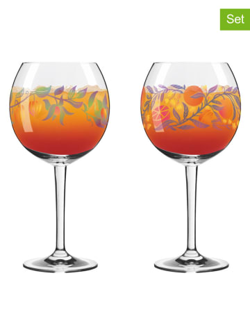 Kieliszki (2 szt.) w kolorze fioletowo-pomarańczowym do koktajli - 655 ml