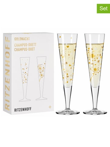 2er-Set: Champagnergläser "Goldnacht" in Gold - 205 ml