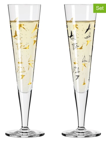 2er-Set: Champagnergläser "Goldnacht" in Gold/ Schwarz - 205 ml