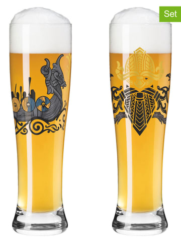2er-Set: Weizenbiergläser "Brauchzeit" in Grau/ Schwarz - 646 ml