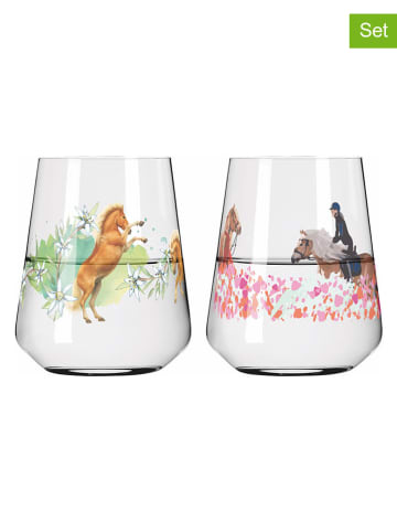 Szklanki (2 szt.) w kolorze błękitno-jasnoróżowym - 510 ml