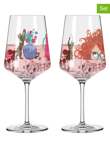 Kieliszki (2 szt.) w kolorze różowo-pomarańczowym do koktajli - 544 ml
