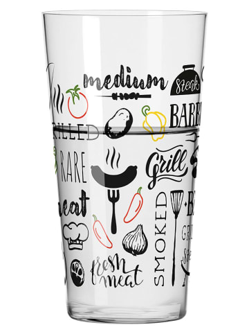 Bierglas "Grill+Cook" in Schwarz/ Gelb - 614 ml