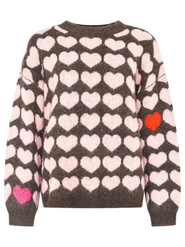 Sweter "Hearts" w kolorze brązowym