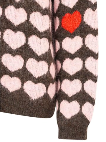 Zwillingsherz Pullover "Hearts" in Braun