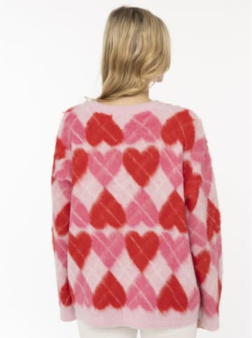 Trui "Argyle love" beige/roze