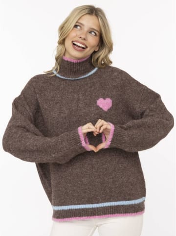 Zwillingsherz Pullover "Heart" in Hellbraun
