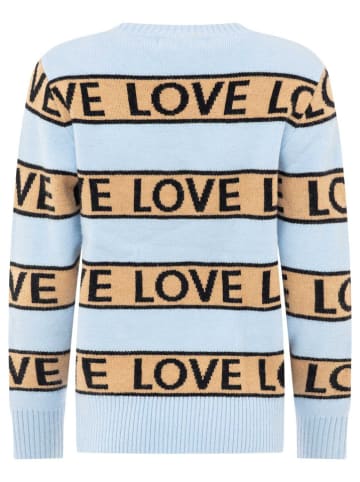 Pullover "Love Love" in Hellblau/ Beige