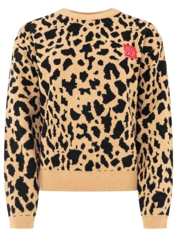 Zwillingsherz Sweter "Leo Amour Patch" w kolorze beżowym