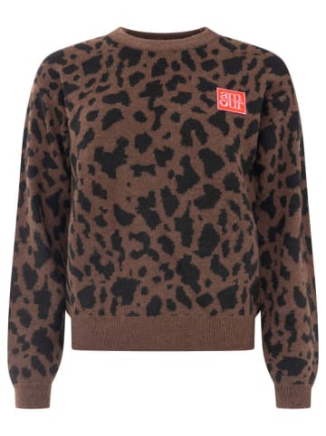 Zwillingsherz Pullover "Leo Amour Patch" in Braun