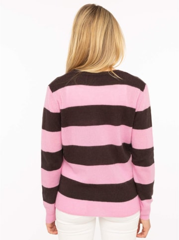 Kaschmir-Pullover in Braun/ Rosa