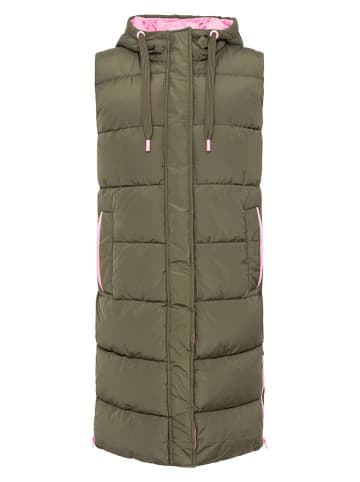 Doorgestikte bodywarmer "Smile" kaki