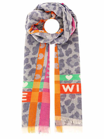 Schal "Leo Stripe" in Grau/ Bunt - (L)180 x (B)100 cm