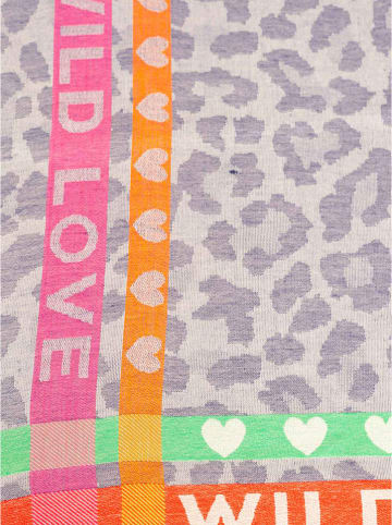 Schal "Leo Stripe" in Grau/ Bunt - (L)180 x (B)100 cm