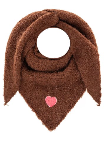 Chusta trójkątna "Heart Patch" w kolorze jasnobrązowym - 208 x 80 cm