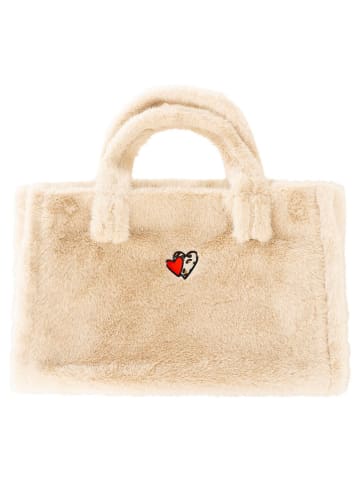 Shopper bag "Heart Leo" w kolorze beżowym - 50 x 35 cm