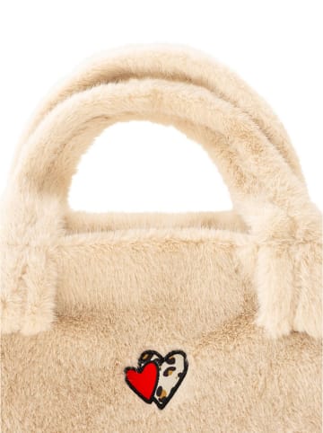 Shopper bag "Heart Leo" w kolorze beżowym - 50 x 35 cm