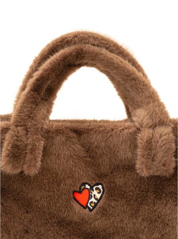 Shopper bag "Heart Leo" w kolorze jasnobrązowym - 50 x 35 cm