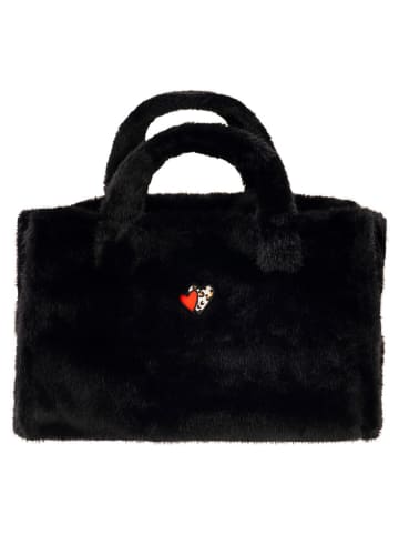 Shopper bag "Heart Leo" w kolorze czarnym - 50 x 35 cm