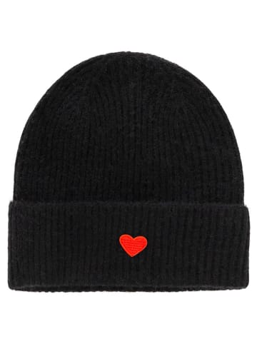 Kaszmirowa czapka "Heart" w kolorze czarnym