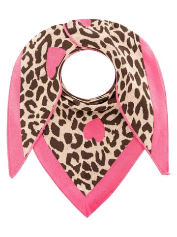 Dreieckstuch "Liebes Leo" in Beige/ Rosa - (L)200 x (B)130 cm