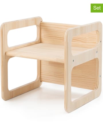 3er-Set: Würfelstühle in Natur - (B)40 x (H)40 x (T)40 cm