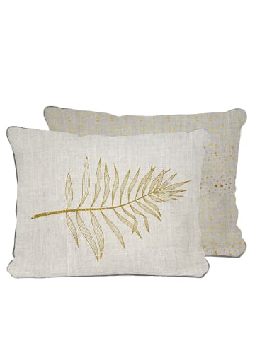 Kissen "Leave" in Beige/ Gold - (L)50 x (B)35 cm