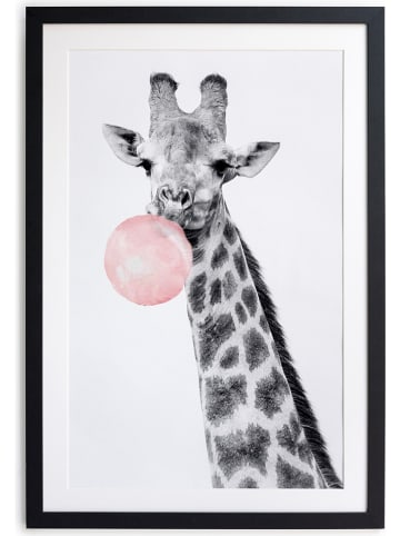 Gerahmter Kunstdruck "Giraffe Bubble Gum" - (B)40 x (H)60 cm