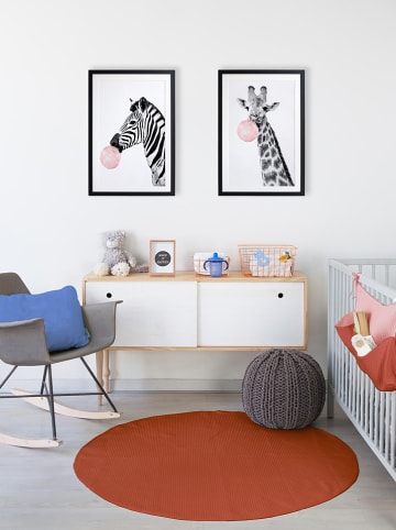 Gerahmter Kunstdruck "Giraffe Bubble Gum" - (B)40 x (H)60 cm
