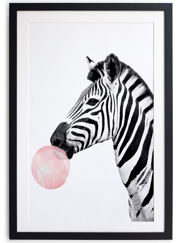 Gerahmter Kunstdruck "Zebra Bubble Gum" - (B)40 x (H)60 cm