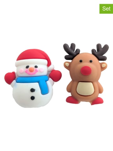 24er-Set: Stifteaufsätze "Rentier + Schneemann" in Bunt