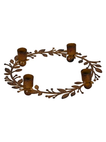 Świecznik w kolorze brązowym - wys. 3 x Ø 15 cm