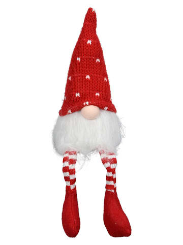 Dekoracja "Gnome" w kolorze czerwono-białym na półkę - wys. 28 cm