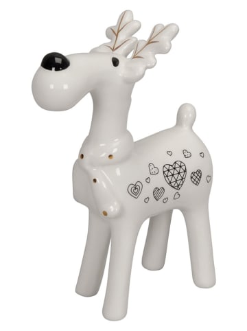 Figurka dekoracyjna "Deer" w kolorze biało-czarnym - wys. 12 cm