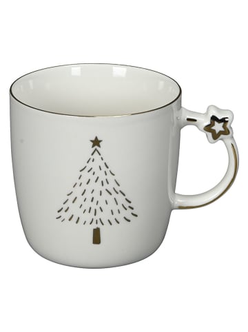 Kubek "Christmas tree" w kolorze złoto-białym - 420 ml