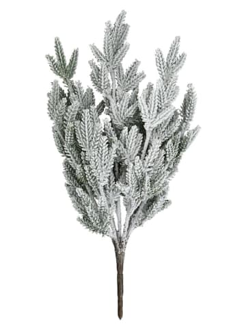 Ozdobna gałązka jodły w kolorze zielono-białym - wys. 44 cm
