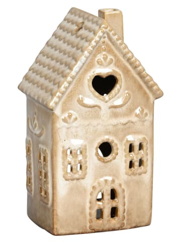 Windlicht "Haus" in Beige - (B)9 x (H)16 x (T)8 cm