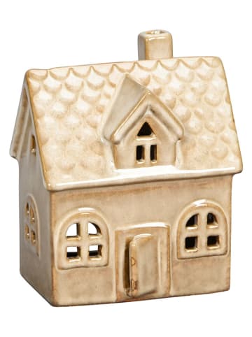Świecznik "House" w kolorze beżowym - 11 x 13 x 8,5 cm