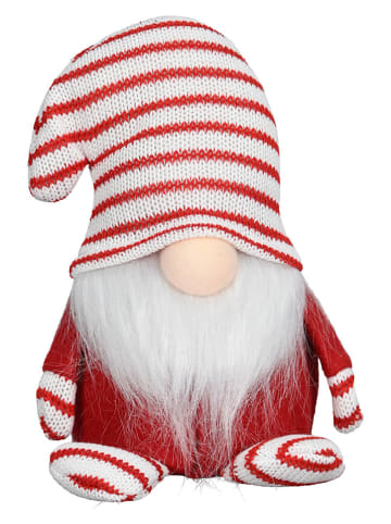 Figurka dekoracyjna "Gnome" w kolorze biało-czerwonym - wys. 18 cm