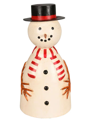 Hekfiguur "Schneemann" wit/rood - (H)22 x Ø 10 cm
