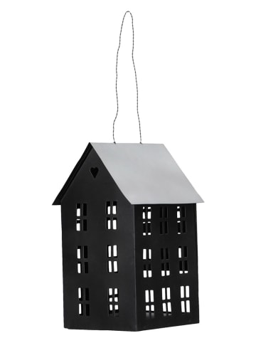 Windlicht "Huis" zwart - (B)12 x (H)18 x (D)10 cm