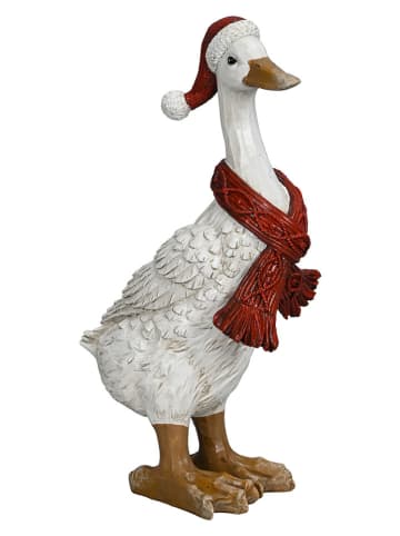 Figurka dekoracyjna "Duck" w kolorze biało-czerwonym - wys. 29 cm