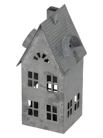 Windlicht "Haus" in Grau - (B)10 x (H)23 x (T)9 cm